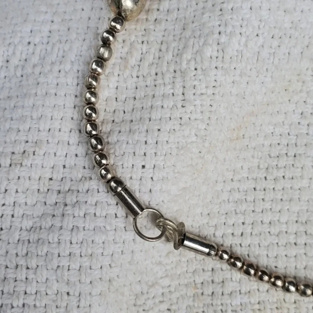 Vintage  Liquid Silver & Carneloan Double strand necklace‎